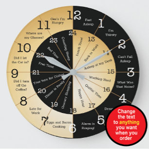 Horloge murale décorative 24 heures drôle pour mil