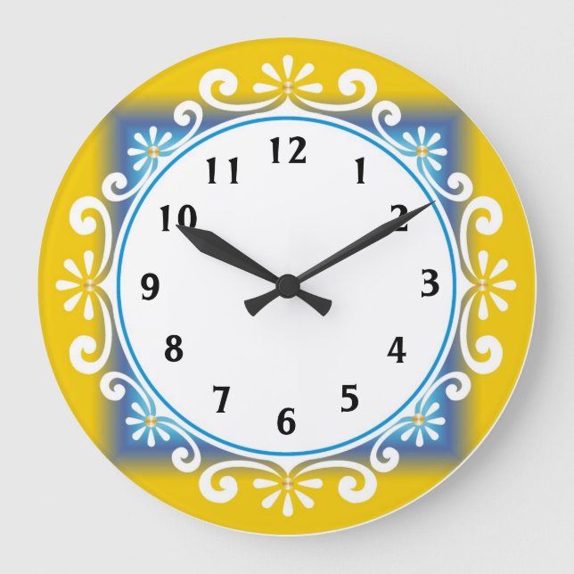 Horloge murale décorative ::Cadre jaune (Recto)