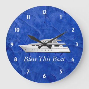 Horloge murale Deep Blue Bless This Boat