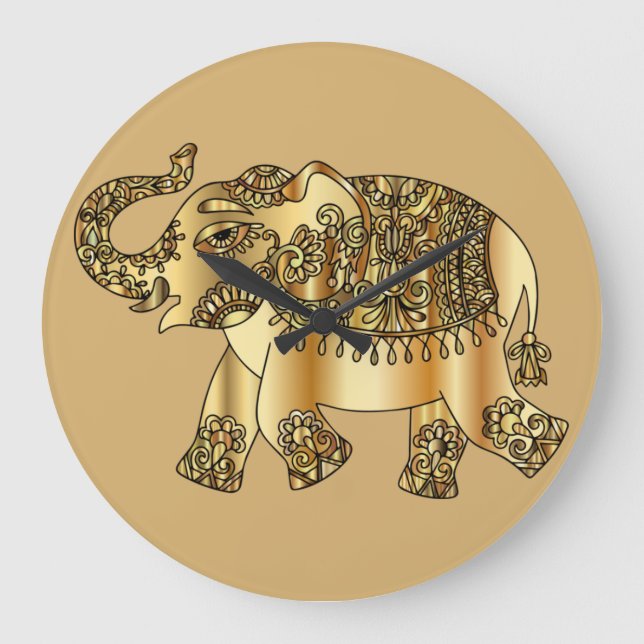 Horloge murale d'éléphants d'or (Recto)
