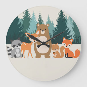 Horloge murale des animaux de bois