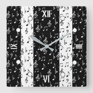Horloge murale des bandes musicales noires et blan