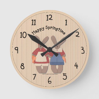Horloge murale des Bunnies de printemps du pays