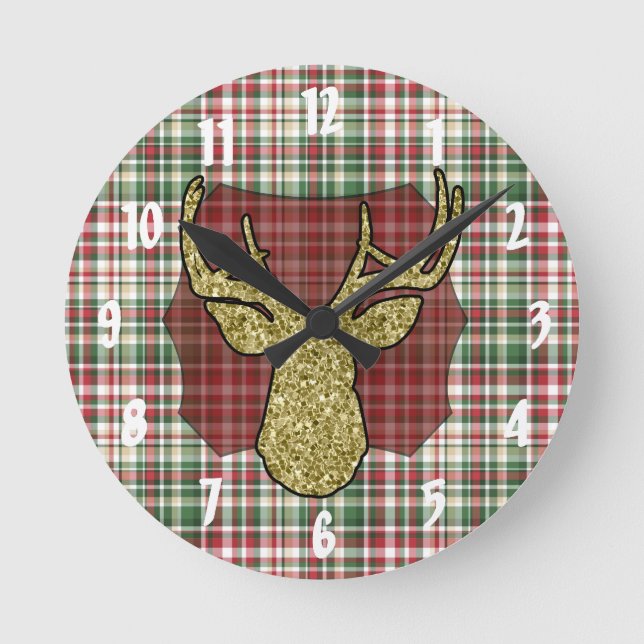 Horloge murale des cerfs en or de Tarn Plaid XMAS (Recto)