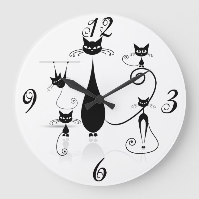 Horloge murale des chats noirs partout (Recto)