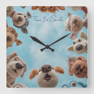 Horloge murale des chiens souriants