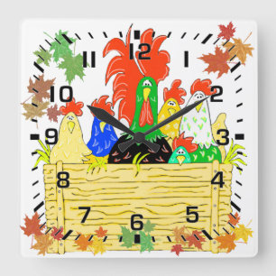 Horloge murale des clans de poulet du pays