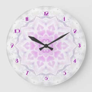 Horloge murale des Coeurs Kaleidoscope rose et bla