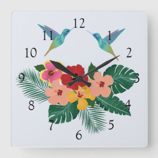 Horloge murale des colibris et des fleurs