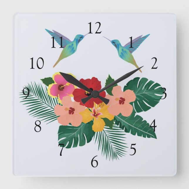 Horloge murale des colibris et des fleurs (Recto)