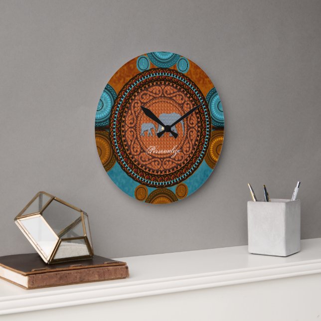 Horloge murale des éléphants décorés (Bureau)