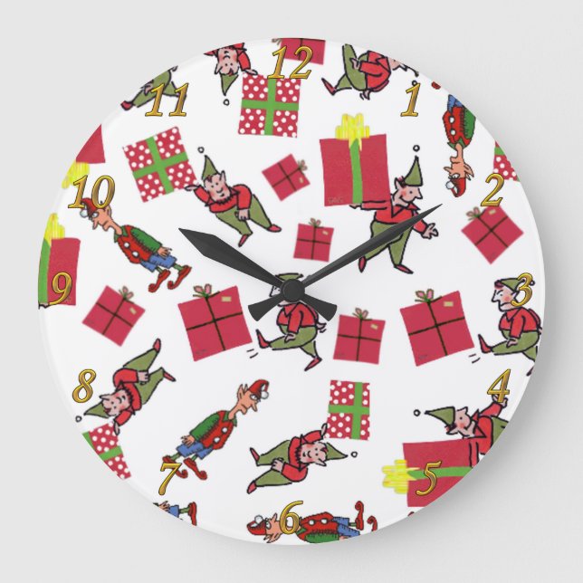 Horloge murale des Elfes de Noël de père Noël (Recto)