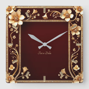 Horloge murale des fleurs dorées de Bourgogne