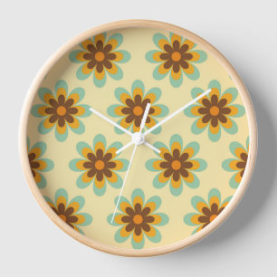 Horloge murale des fleurs hippies rétro