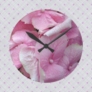Horloge murale des Hydrangées très roses