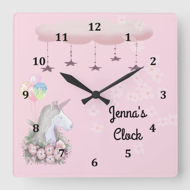 Horloge murale des jeunes filles avec licorne (Recto)