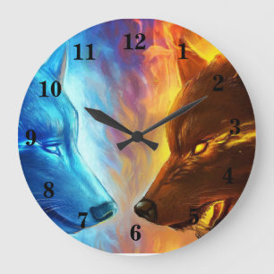 Horloge murale des loups de feu
