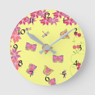 Horloge murale des papillons et libellules