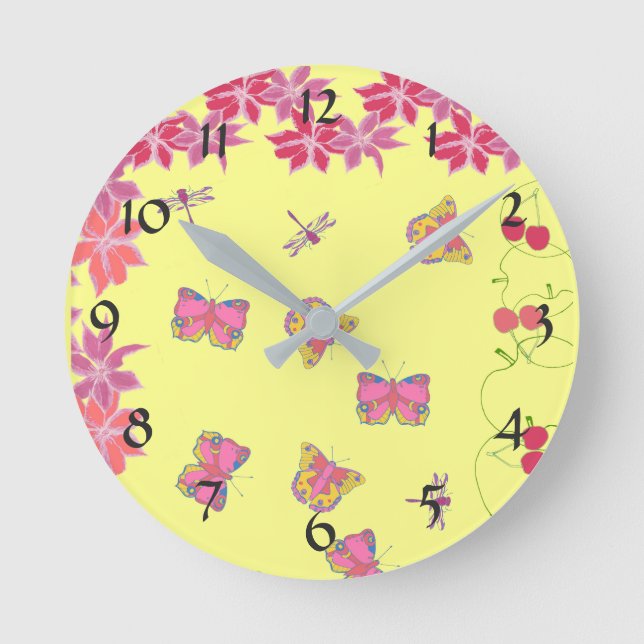 Horloge murale des papillons et libellules (Recto)
