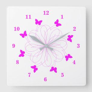 Horloge murale des papillons roses volants - Chois