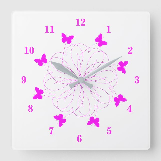 Horloge murale des papillons roses volants - Chois (Recto)