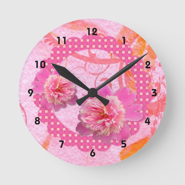 Horloge murale des pivoines roses (Recto)