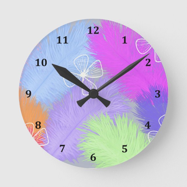Horloge murale des plumes et fleurs d'autruche (Recto)
