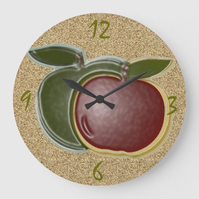 Horloge murale des pommes brillantes 3D (texturées (Recto)
