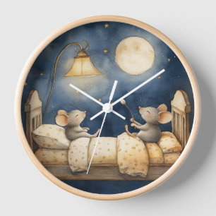 Horloge murale des souris au moment du coucher