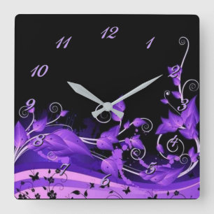 Horloge murale des vignes pourpres feuillues