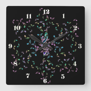 Horloge murale d'étoile de notes de musique