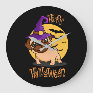 Horloge murale d'Halloween Puggy