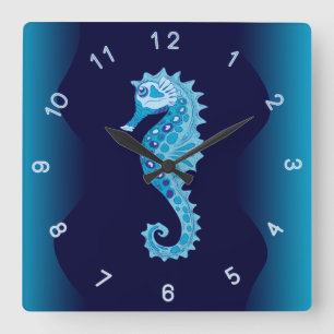 Horloge murale d'hippocampe d'Aqua