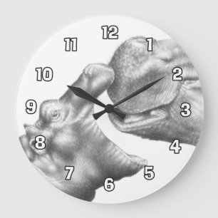 Horloge murale d'hippopotame et de veau
