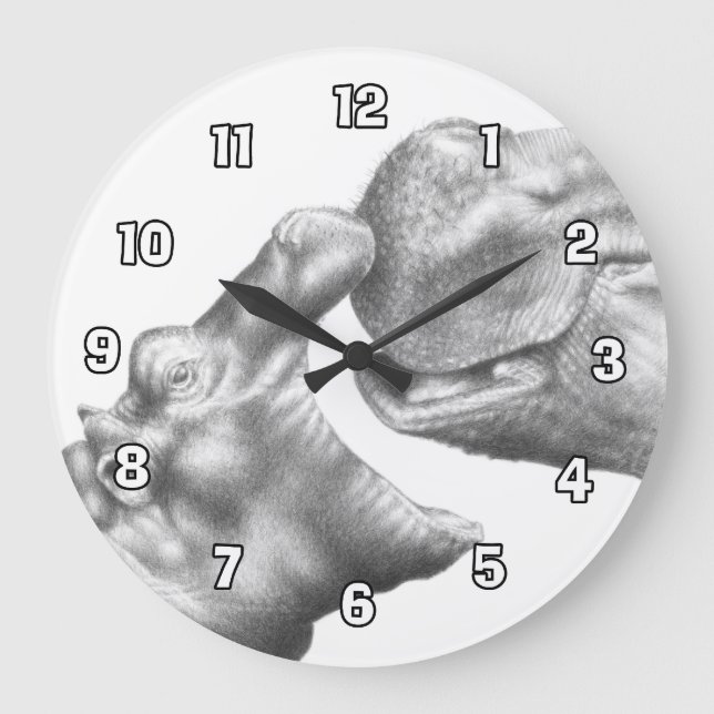 Horloge murale d'hippopotame et de veau (Recto)