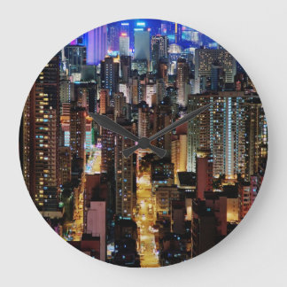 Horloge murale d'horizon de ville de Hong Kong