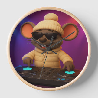 Horloge murale DJ Mouse | Fête d'hiver drôle Anima