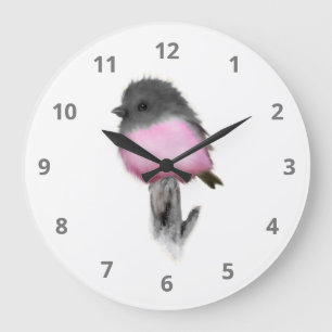 Horloge murale d'oiseaux roses