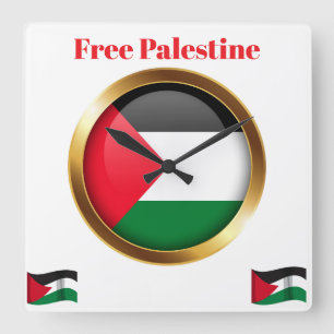 Horloge murale drapeau emblème Palestine libre