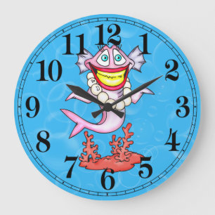 Horloge murale drôle de poissons de diva de mode