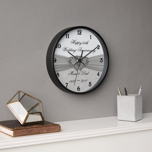 Horloge murale du 25e anniversaire du Mariage Dama (Bureau)