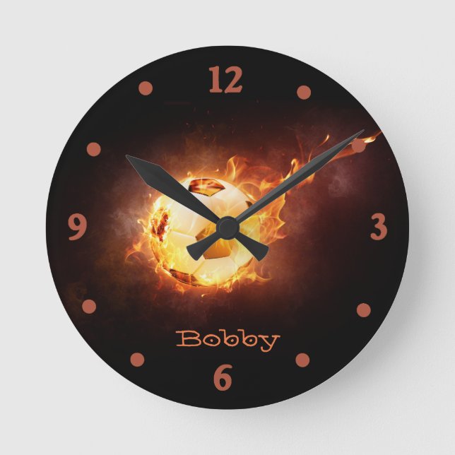 Horloge murale du ballon de soccer flamboyant (Recto)