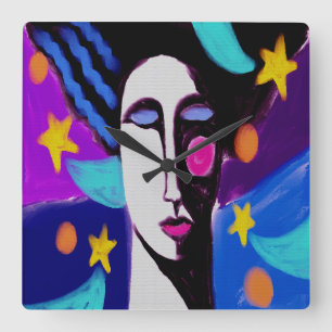 Horloge murale du Carré d'art Abstrait étoilé