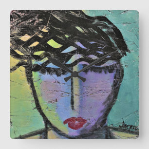 Horloge murale du Carré de peinture Abstraite d'or