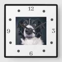 Horloge murale du Carré photo de chien personnalis
