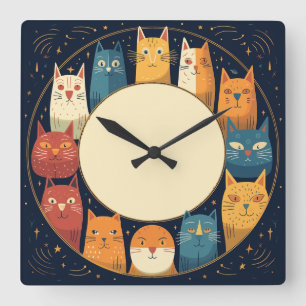 Horloge murale du chat rétro, horloge du chat