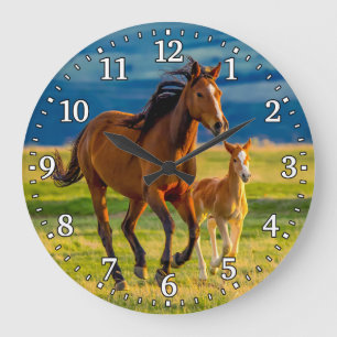 Horloge murale du cheval et du poulain