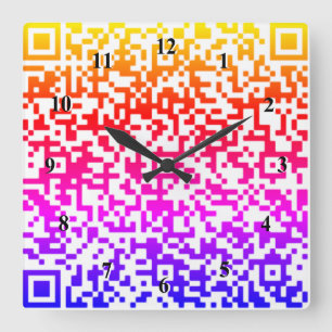 Horloge murale du code QR - Couleurs arc-en-ciel