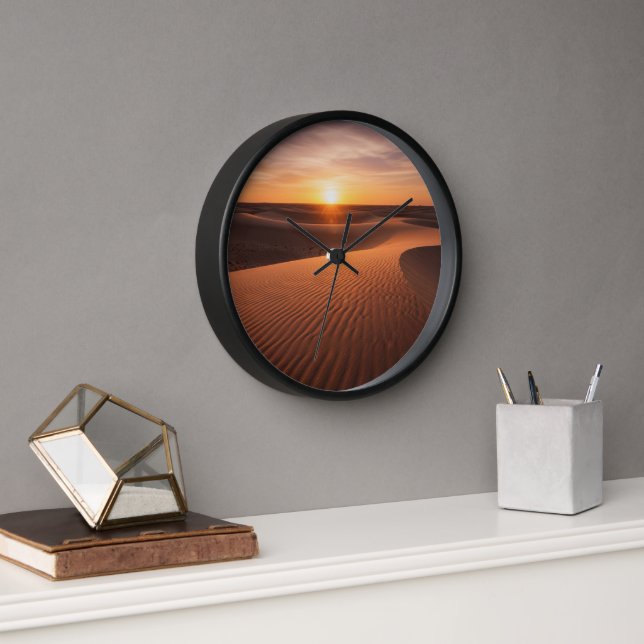 Horloge murale du coucher de soleil dans le désert (Bureau)