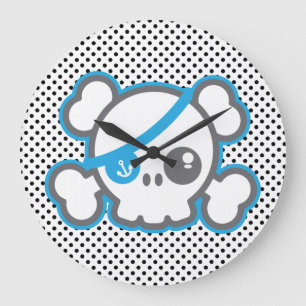 Horloge murale du crâne du pirate Kawaii